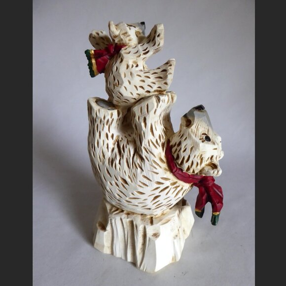 9” VINTAGE STUDIO G DAVID FRYKMAN STUDIO POLAR BEAR CHRISTMAS TREE FIGURE SET - Picture 3 of 16